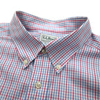 LLBean Oxford Button-Down Shirt, XL, Blue, Tricolor Check, Big Size, Wrinkle-Resistant, 262253