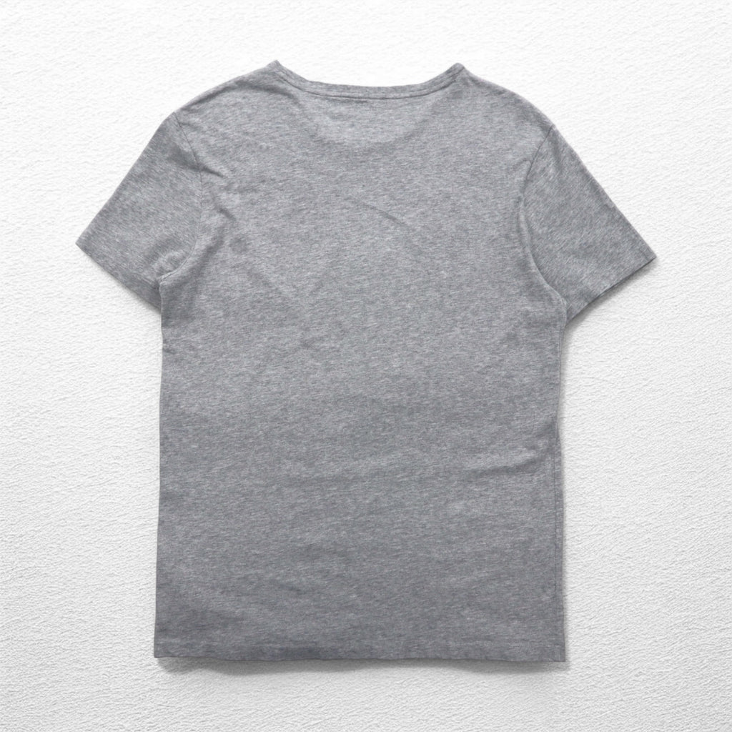 POLO RALPH LAUREN Logo Embroidered T-Shirt, Medium, Gray, Cotton, Stars and Stripes, USA, Small Pony Embroidery