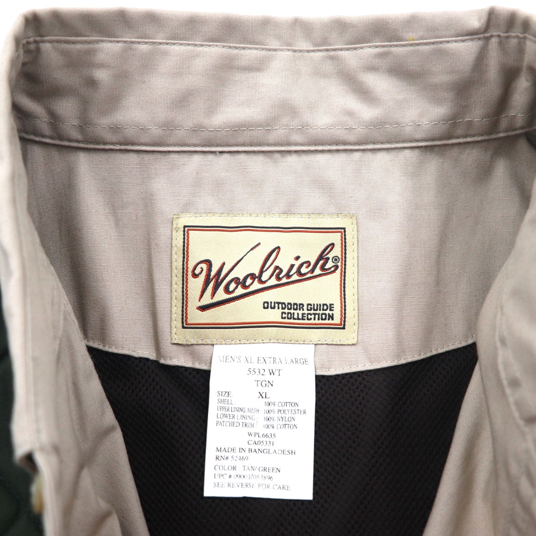 Woolrich 00年代 キルティング 切替 ハンティング シャツ XL ベージュ グリーン 胸ポケット OUTDOOR GUIDE COLLECTION 未使用品