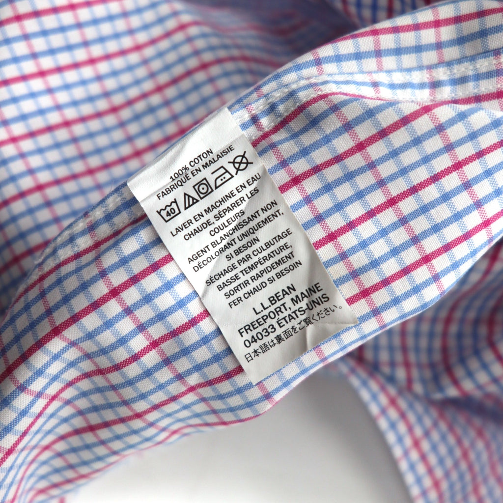 LLBean Oxford Button-Down Shirt, XL, Blue, Tricolor Check, Big Size, Wrinkle-Resistant, 262253
