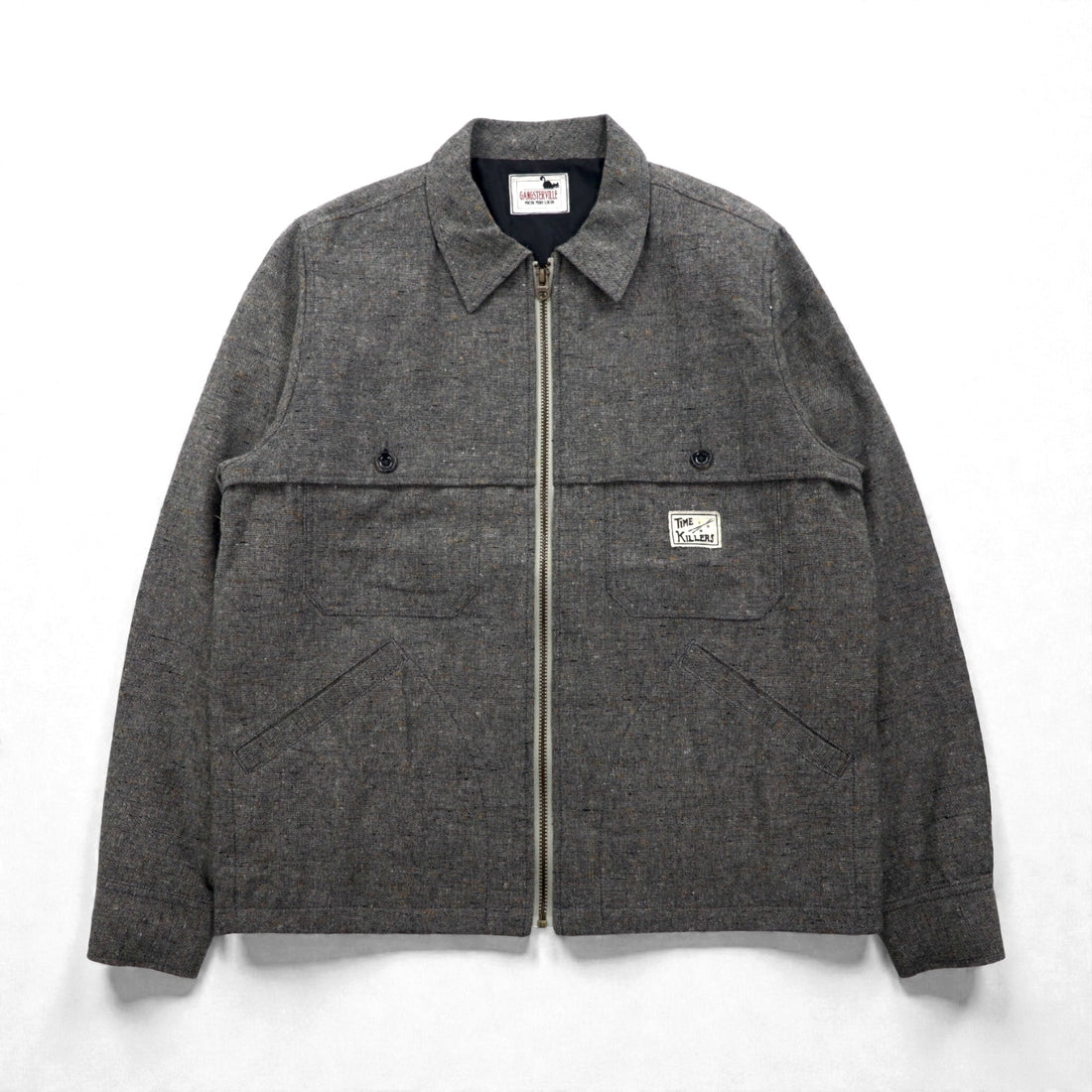 GANGSTERVILLE Made in Japan Zip-Up Harrington Jacket, Size Small, TIME KILLERS Embroidery, GSV-19-AW-16