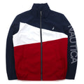 NAUTICA Sailing Jacket Nylon Jacket M Tricolor Navy Sleeve Logo Retractable Hood