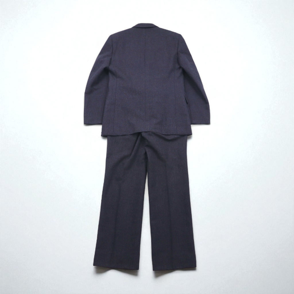 80s Japan Vintage 2-piece Suit Miyukilan 80年代 日本製 セットアップ スーツ M ネイビー ウール