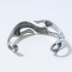 Vintage Sterling Silver Bangle Tribal Design Fire Pattern Bracelet 925 Native American