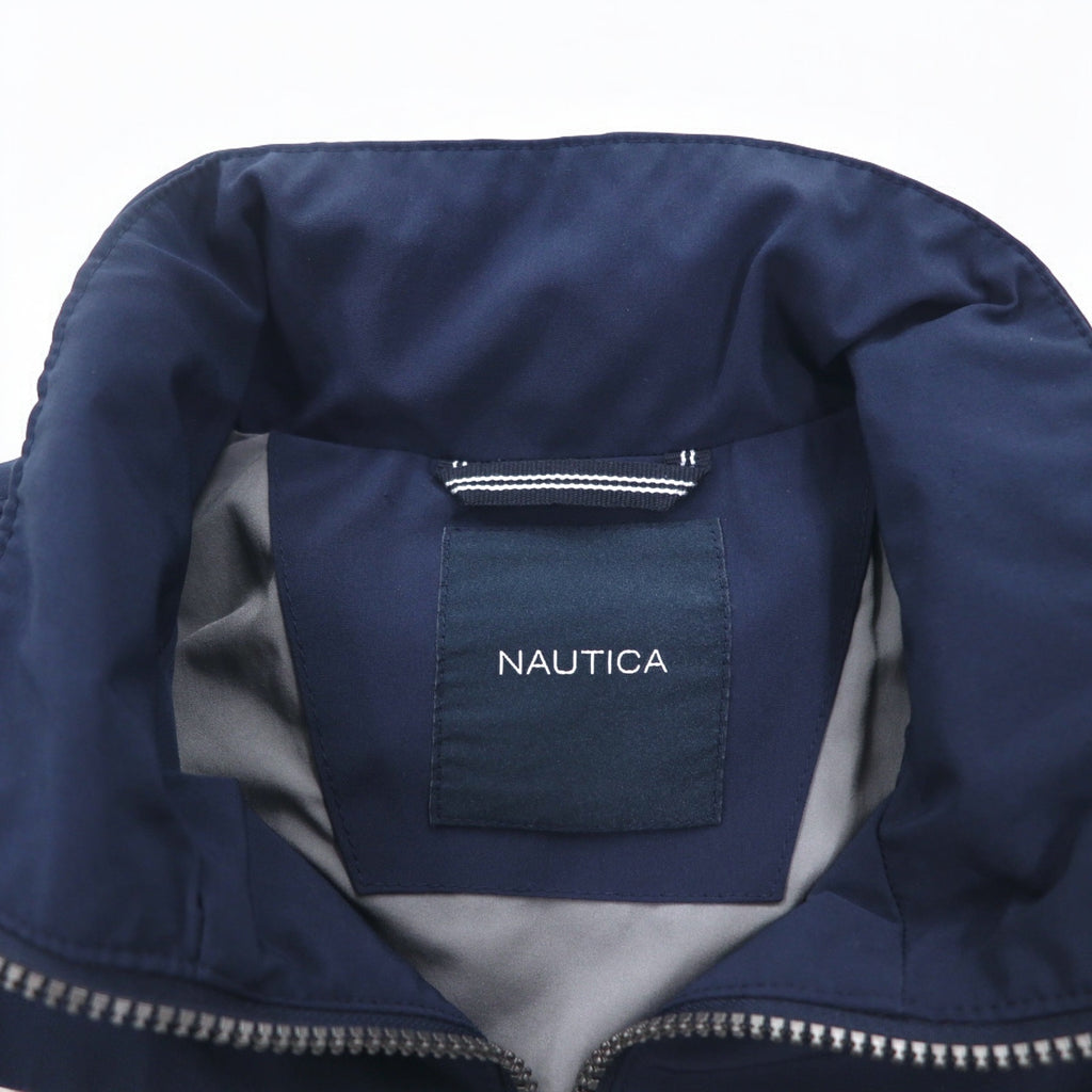 NAUTICA Sailing Jacket Nylon Jacket M Tricolor Navy Sleeve Logo Retractable Hood