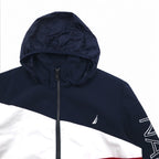 NAUTICA Sailing Jacket Nylon Jacket M Tricolor Navy Sleeve Logo Retractable Hood