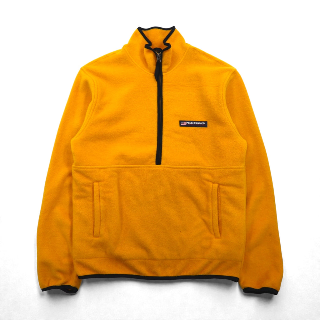 POLO JEANS CO Ralph Lauren 90s Half Zip Fleece Jacket L Yellow Kangaroo Pocket