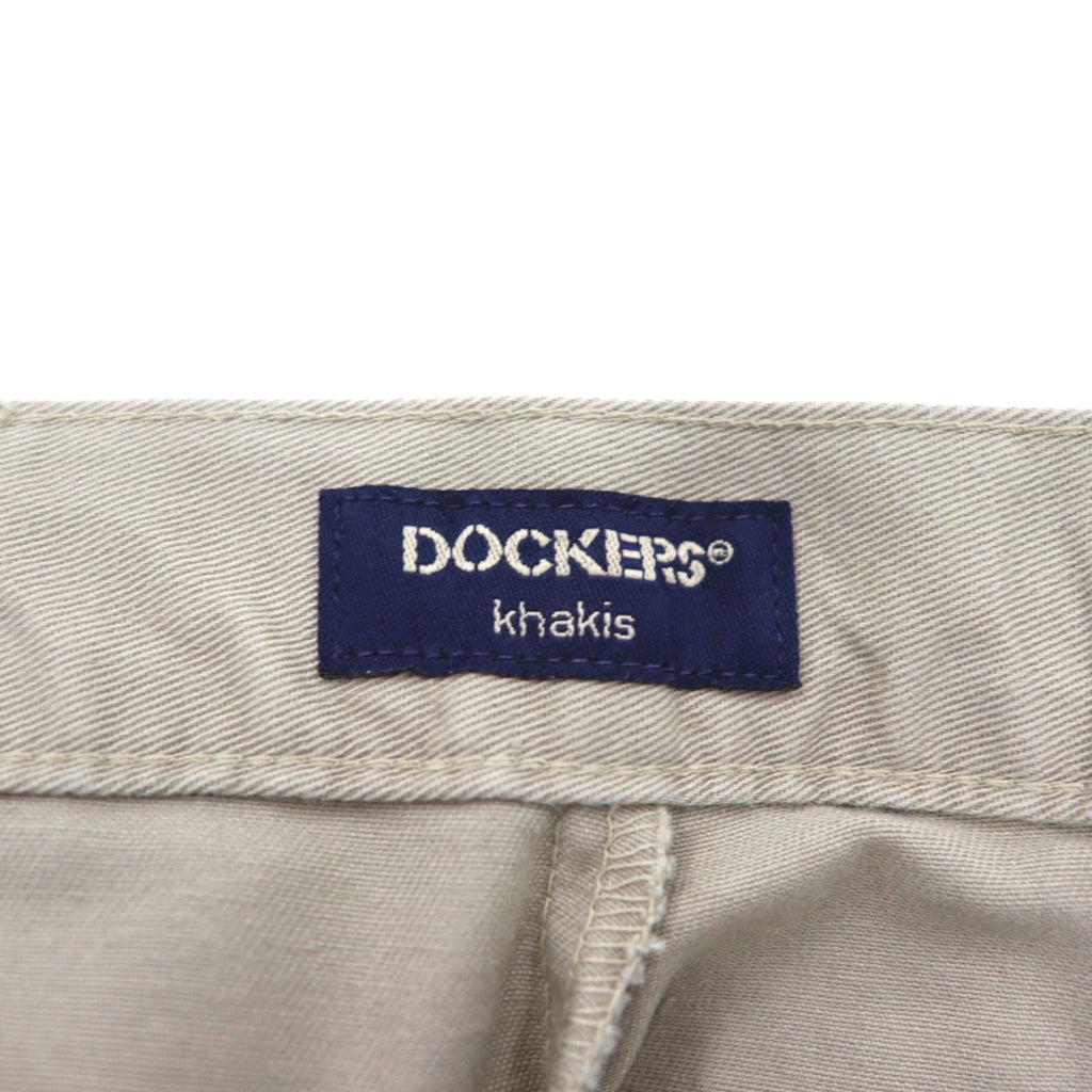 DOCKERS (Levi's) khaki pants, 2000s, wide-leg, pleated chino pants, size L, beige, cotton.