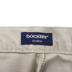 DOCKERS (Levi's) khaki pants, 2000s, wide-leg, pleated chino pants, size L, beige, cotton.
