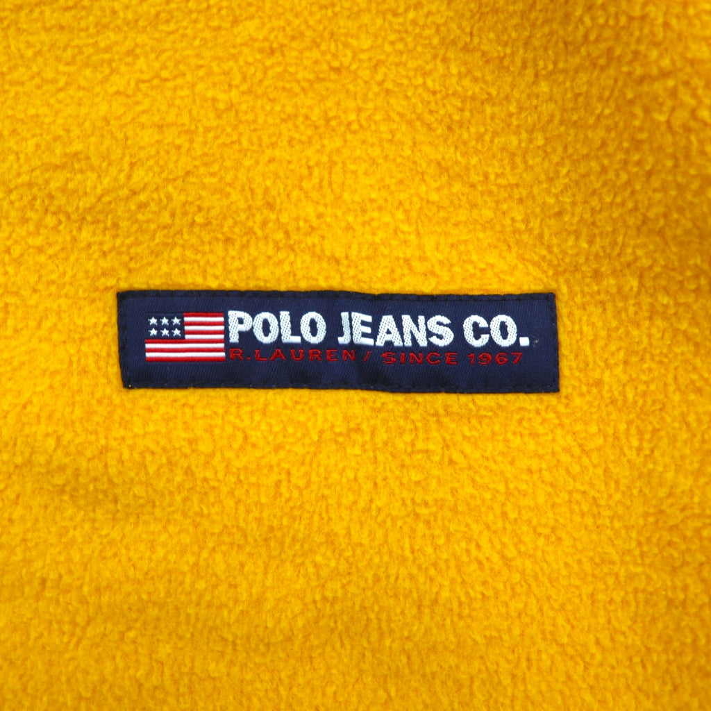 POLO JEANS CO Ralph Lauren 90s Half Zip Fleece Jacket L Yellow Kangaroo Pocket