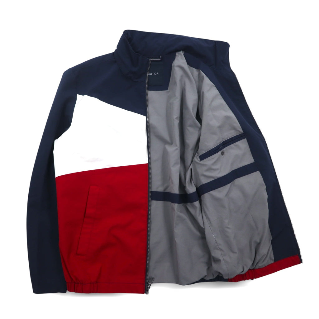 NAUTICA Sailing Jacket Nylon Jacket M Tricolor Navy Sleeve Logo Retractable Hood