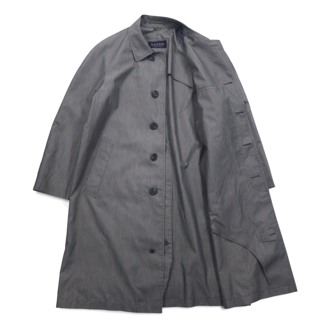 Vintage 90s Japan Made SANYO Classic Trench Coat SANYO ステンカラーコート S グレー 日本製