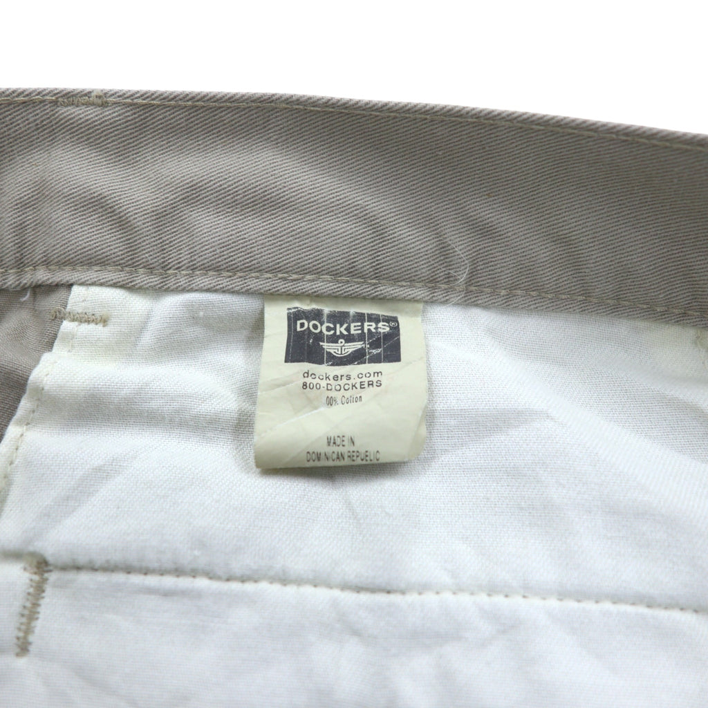 DOCKERS (Levi's) khaki pants, 2000s, wide-leg, pleated chino pants, size L, beige, cotton.