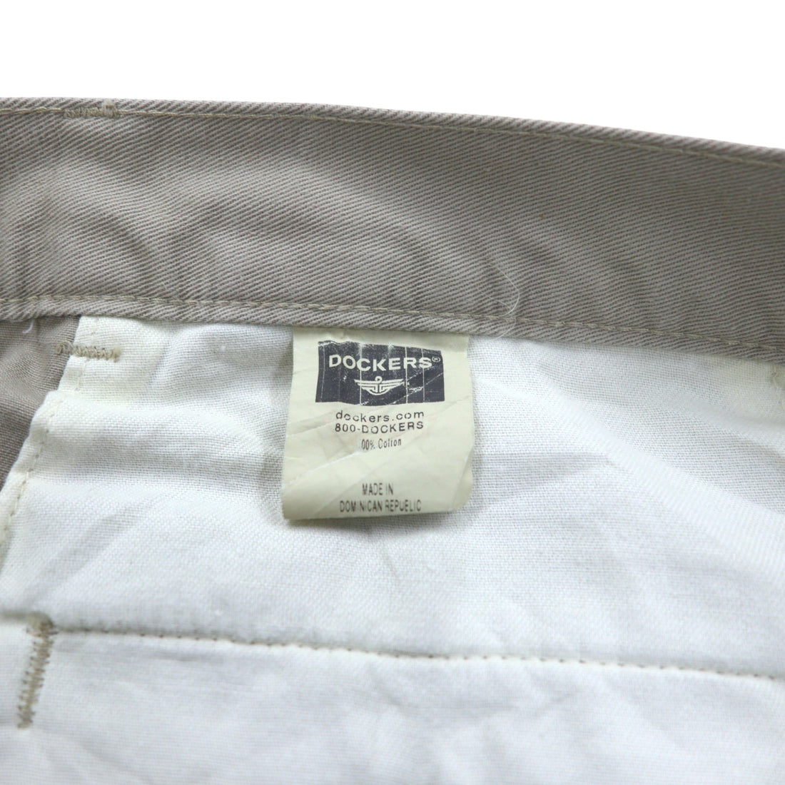 DOCKERS (Levi's) khaki pants, 2000s, wide-leg, pleated chino pants, size L, beige, cotton.
