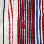 Polo by Ralph Lauren 90年代 USA製 マルチストライプ 鹿の子 ポロシャツ XL ホワイト ブルー レッド スモールポニー刺繍