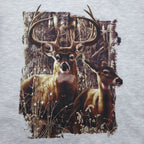 JERZEES Sweatshirt L Grey Animal Print Deer Cotton Polyester Fleece Lining