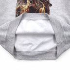 JERZEES Sweatshirt L Grey Animal Print Deer Cotton Polyester Fleece Lining