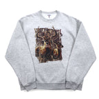 JERZEES Sweatshirt L Grey Animal Print Deer Cotton Polyester Fleece Lining