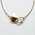 GUCCI 80s Made in Italy Vintage Old 2-Way Carabiner Necklace Key Chain Gold Lock G.GUCCI