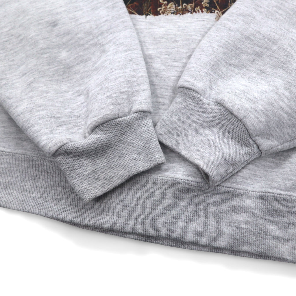 JERZEES Sweatshirt L Grey Animal Print Deer Cotton Polyester Fleece Lining