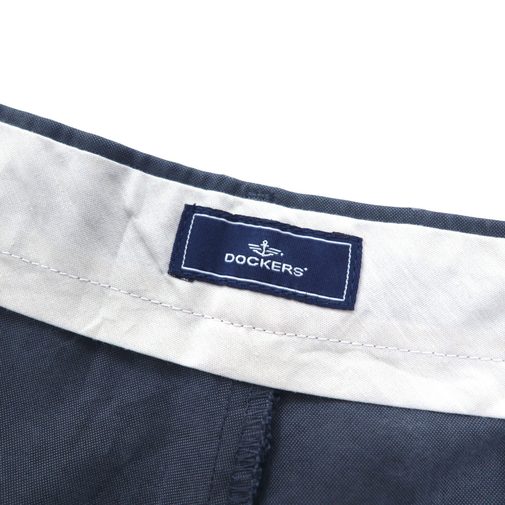 DOCKERS (Levi's) Relaxed Fit Tuck Wide Slacks Pants, Size L, Navy, Tencel/Polyester Blend, Pleated Relaxed Fit.