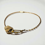 GUCCI 80s Made in Italy Vintage Old 2-Way Carabiner Necklace Key Chain Gold Lock G.GUCCI