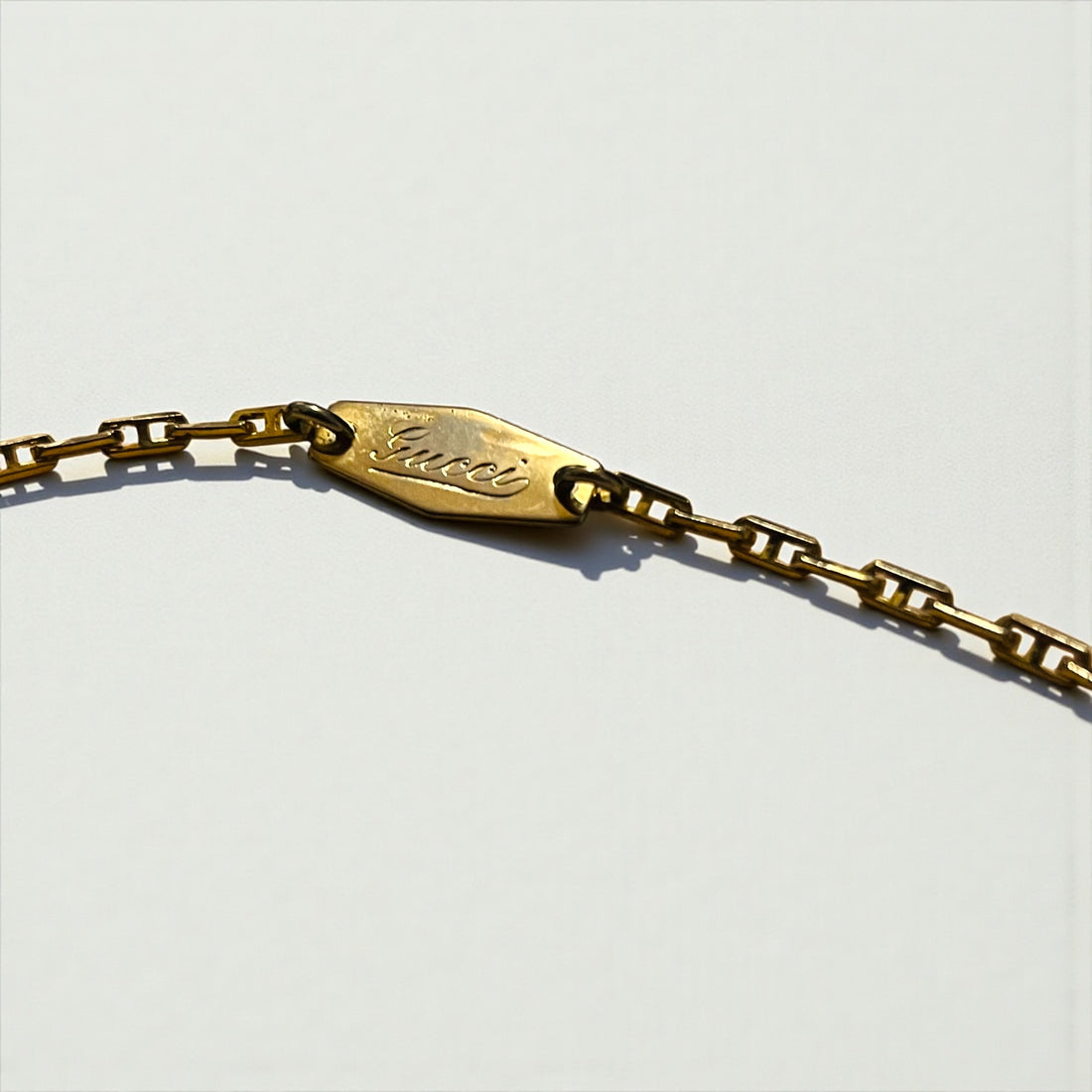 GUCCI 80s Made in Italy Vintage Old 2-Way Carabiner Necklace Key Chain Gold Lock G.GUCCI