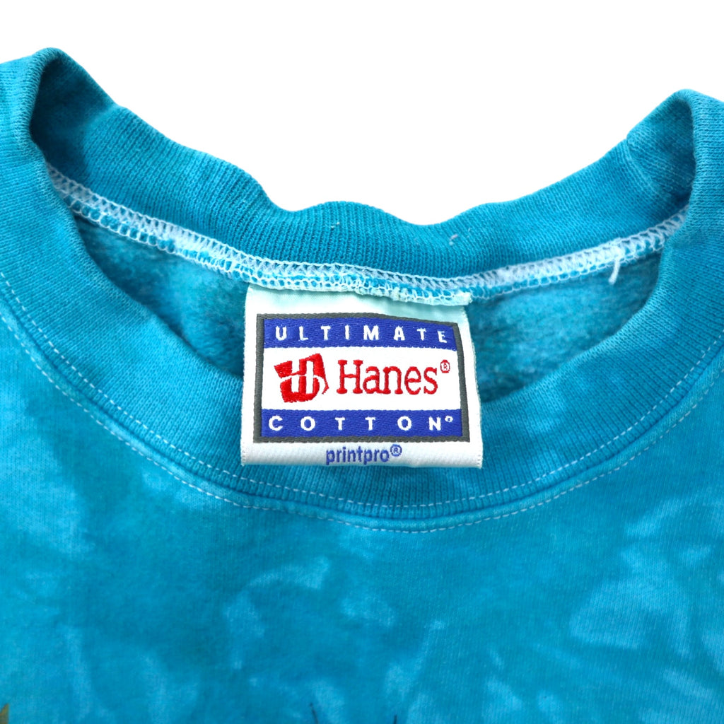 Hanes 90s Indian Print Sweatshirt, Large, Blue Tie-Dye Cotton Kokopelli