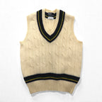 Polo Ralph Lauren 90s Made in Japan Cardigan Knit Vest, Size L, Natural Virgin Wool