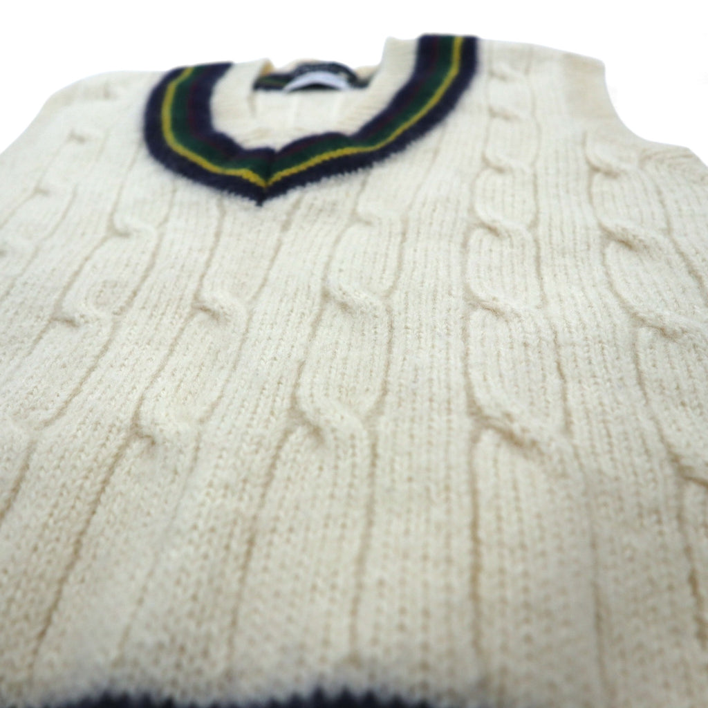 Polo Ralph Lauren 90s Made in Japan Cardigan Knit Vest, Size L, Natural Virgin Wool