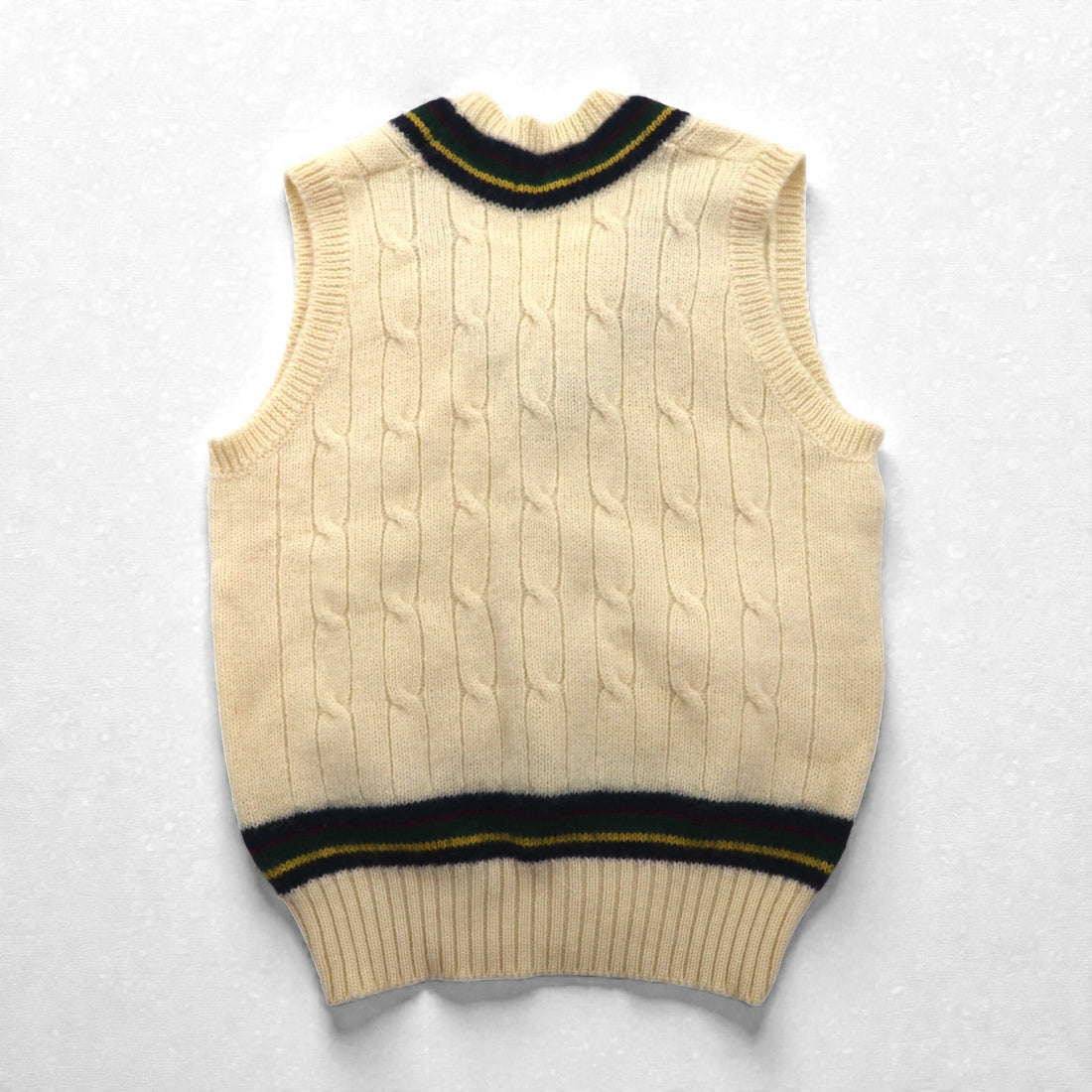 Polo Ralph Lauren 90s Made in Japan Cardigan Knit Vest, Size L, Natural Virgin Wool
