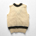 Polo Ralph Lauren 90s Made in Japan Cardigan Knit Vest, Size L, Natural Virgin Wool