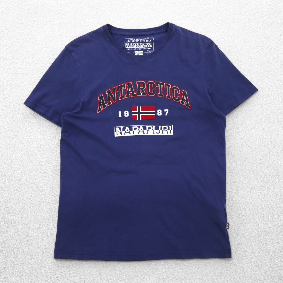 NAPAPIJRI Printed T-Shirt, Medium, Navy, Cotton, Made in Turkey