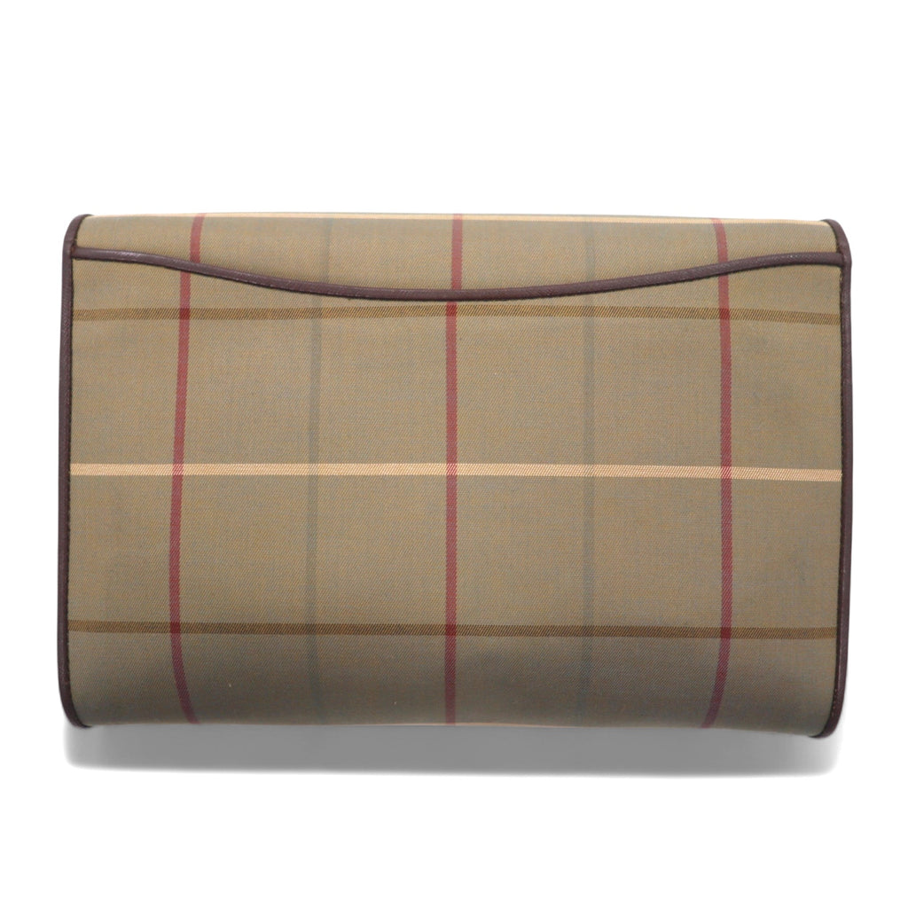 Burberrys Old Windowpane Check Clutch Bag in Beige Iridescent Nylon Canvas