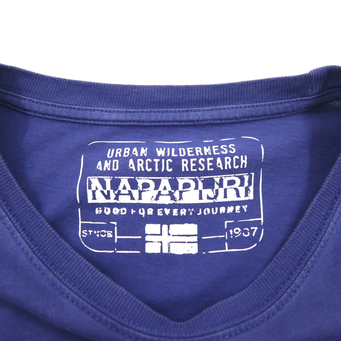 NAPAPIJRI Printed T-Shirt, Medium, Navy, Cotton, Made in Turkey