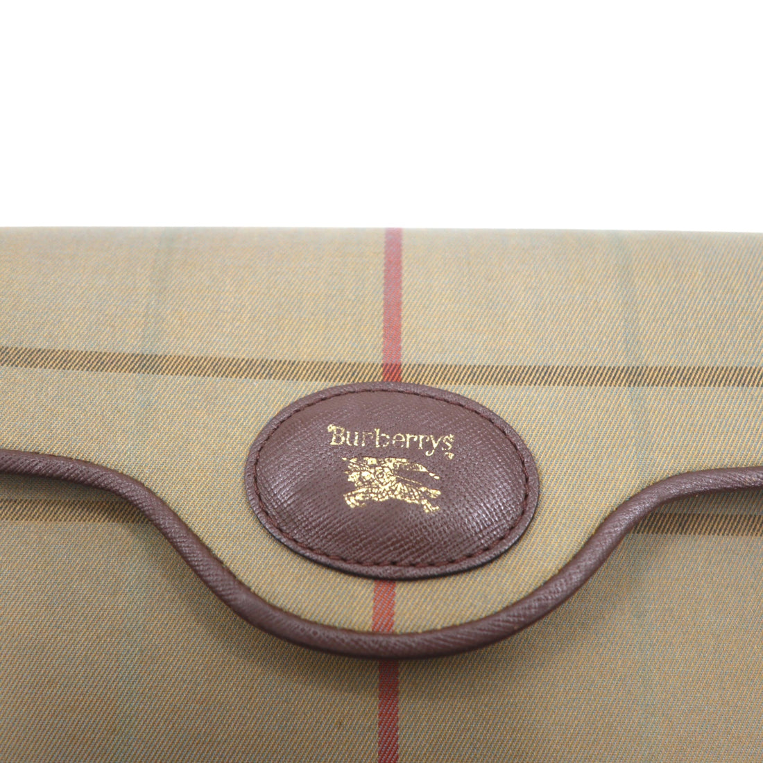 Burberrys Old Windowpane Check Clutch Bag in Beige Iridescent Nylon Canvas