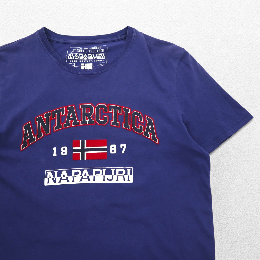 NAPAPIJRI Printed T-Shirt, Medium, Navy, Cotton, Made in Turkey