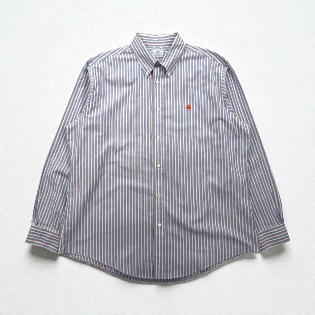 Brooks Brothers オックスフォード ボタンダウン シャツ XL ブルー REGENT ストライプ スーピマコットン