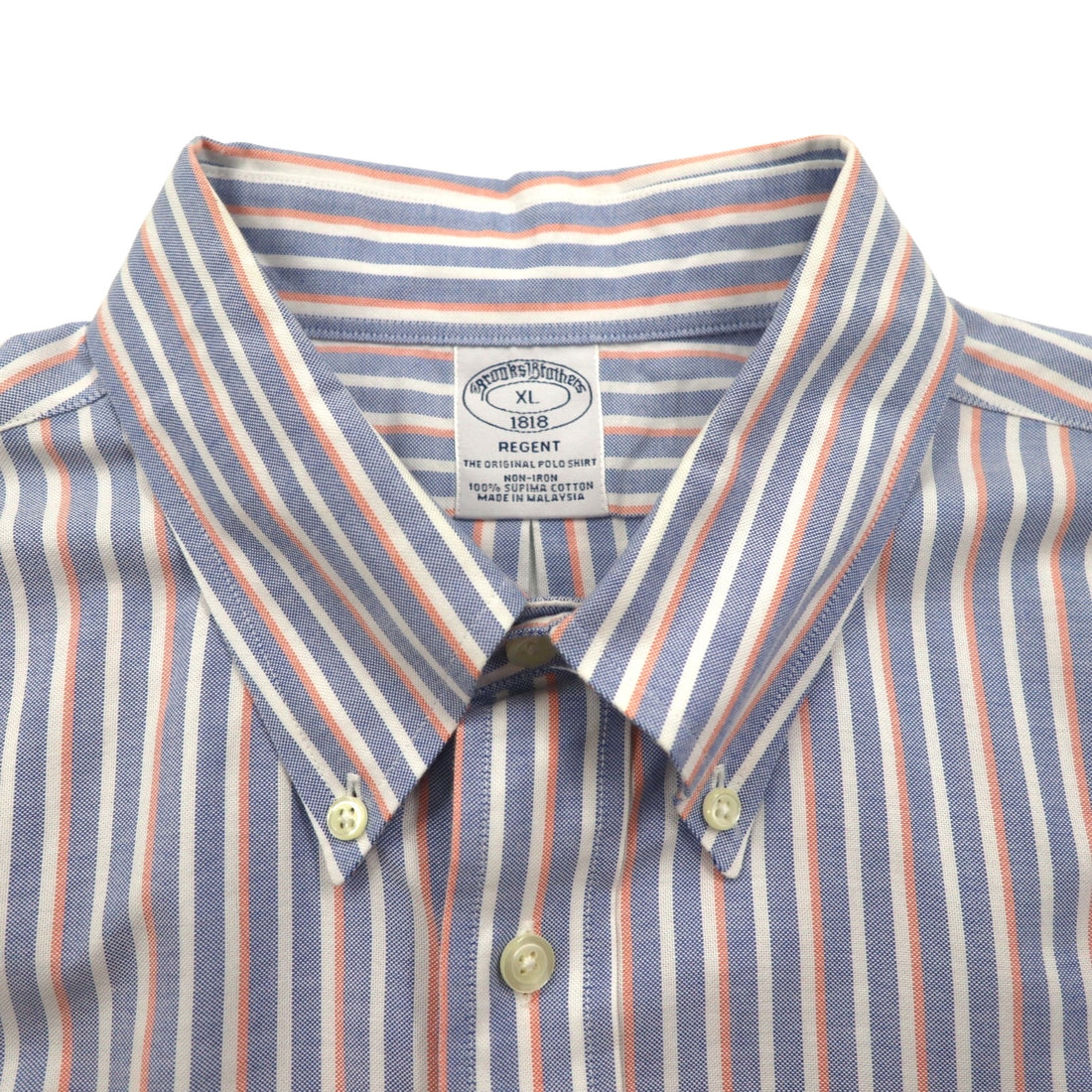 Brooks Brothers オックスフォード ボタンダウン シャツ XL ブルー REGENT ストライプ スーピマコットン