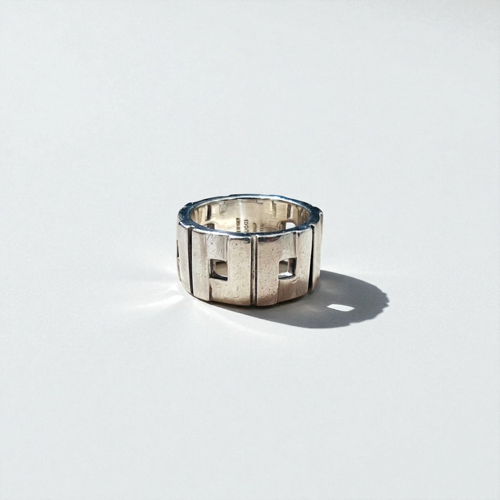GUCCI Modernist Ring, Size 22, Wide, Silver 925, Made in Italy