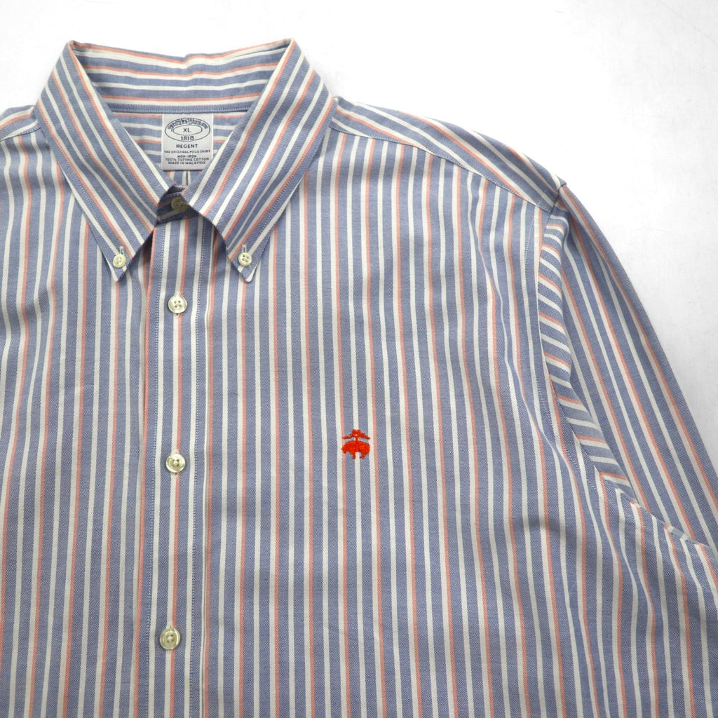 Brooks Brothers オックスフォード ボタンダウン シャツ XL ブルー REGENT ストライプ スーピマコットン