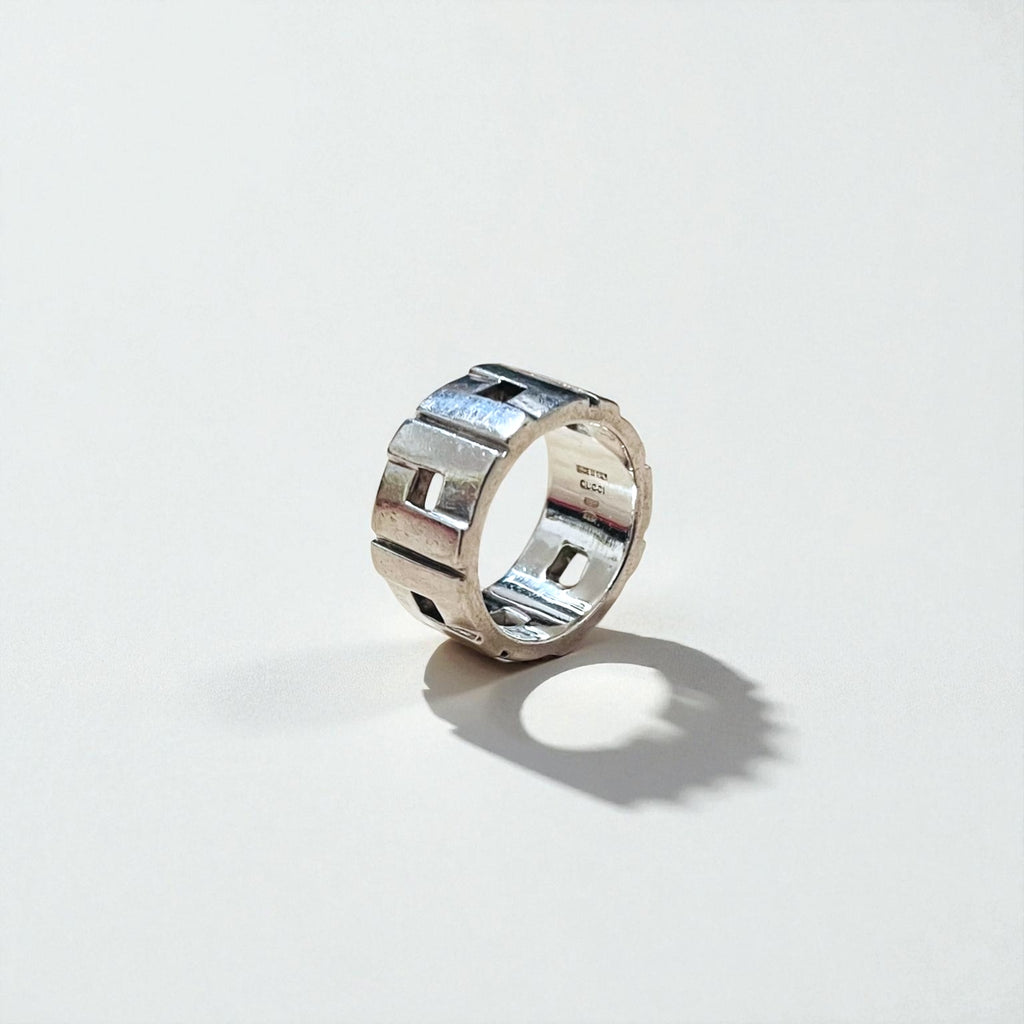 GUCCI Modernist Ring, Size 22, Wide, Silver 925, Made in Italy