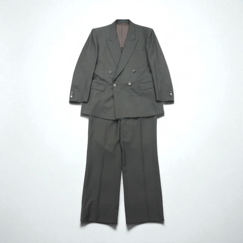 LANVIN 90s Double-Breasted Peak Lapel Suit and Blazer Set, Size L, Wide Fit with Metal Buttons