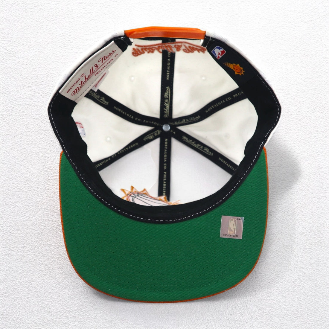 mitchell &amp; ness snapback bicolor baseball cap free adjustable fit white orange NBA phenix suns