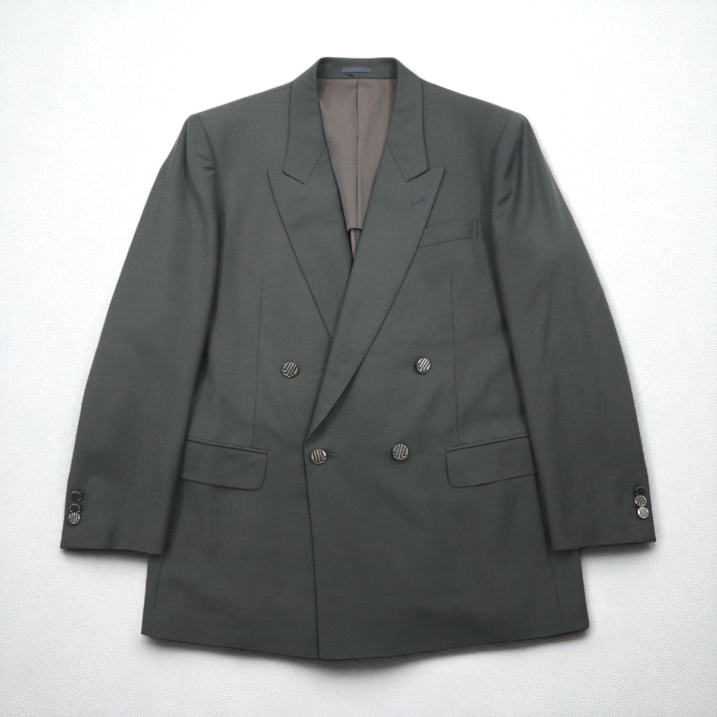 LANVIN 90s Double-Breasted Peak Lapel Suit and Blazer Set, Size L, Wide Fit with Metal Buttons