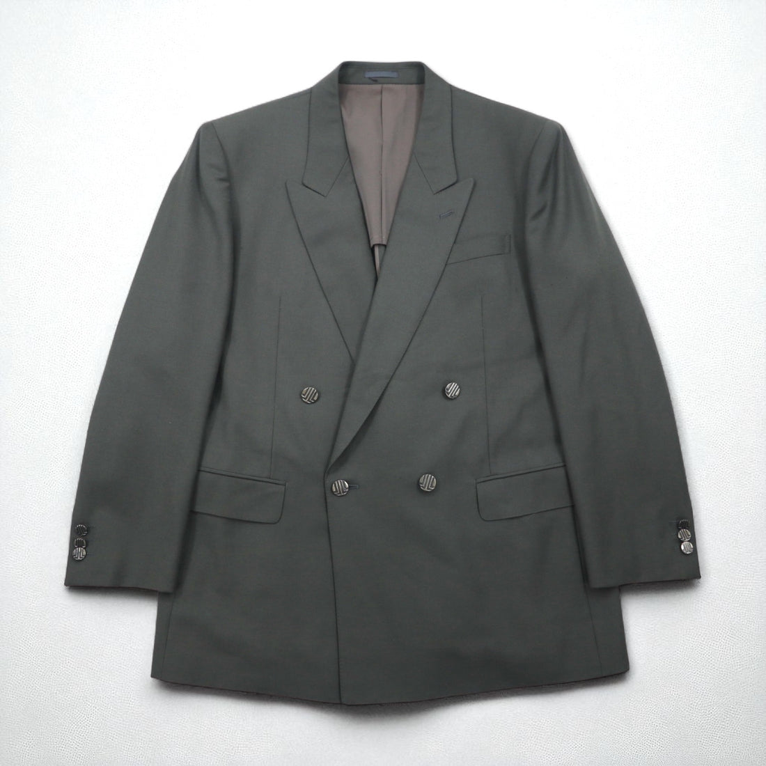 LANVIN 90s Double-Breasted Peak Lapel Suit and Blazer Set, Size L, Wide Fit with Metal Buttons