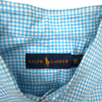 RALPH LAUREN XLT TALL button-down shirt in blue gingham check cotton with small pony embroidery