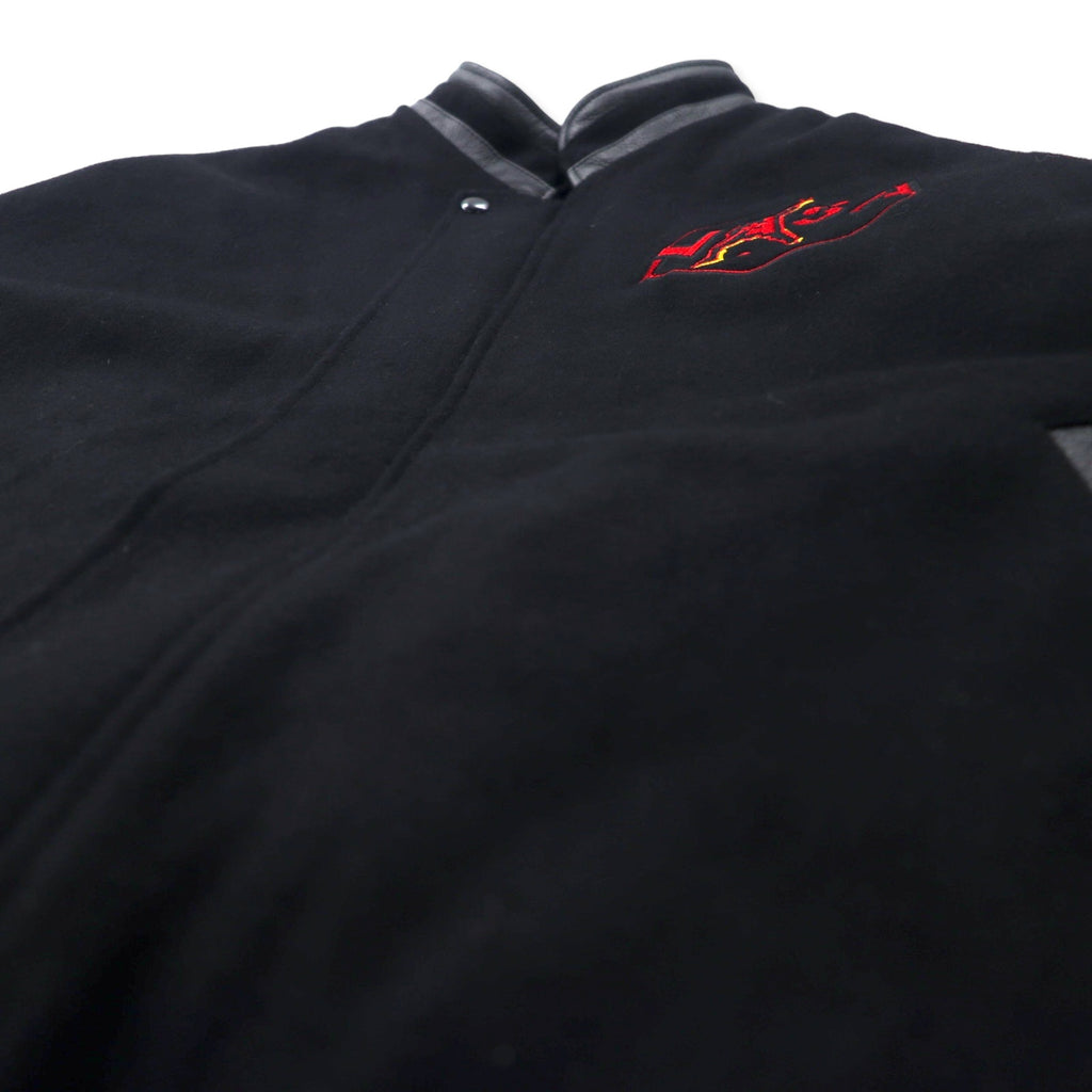 NORTH END Made in Canada 90's Sleeve Leather Stadium Jacket XL Black Wool NASA Embroidery