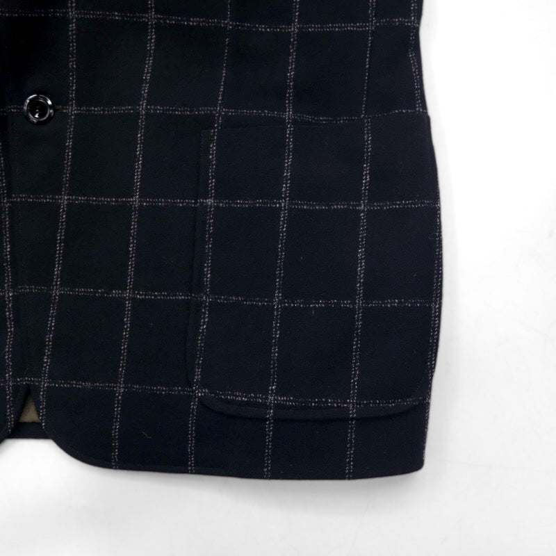 80s Japan Vintage Blazer Jacket KITAMURA 80s Made in Japan Tailored Jacket, Size M, Black Wool Tweed Windowpane Check