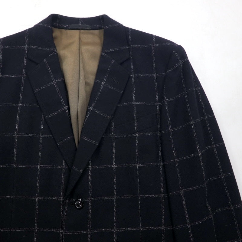 80s Japan Vintage Blazer Jacket KITAMURA 80s Made in Japan Tailored Jacket, Size M, Black Wool Tweed Windowpane Check